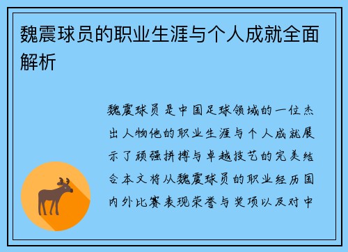 魏震球员的职业生涯与个人成就全面解析